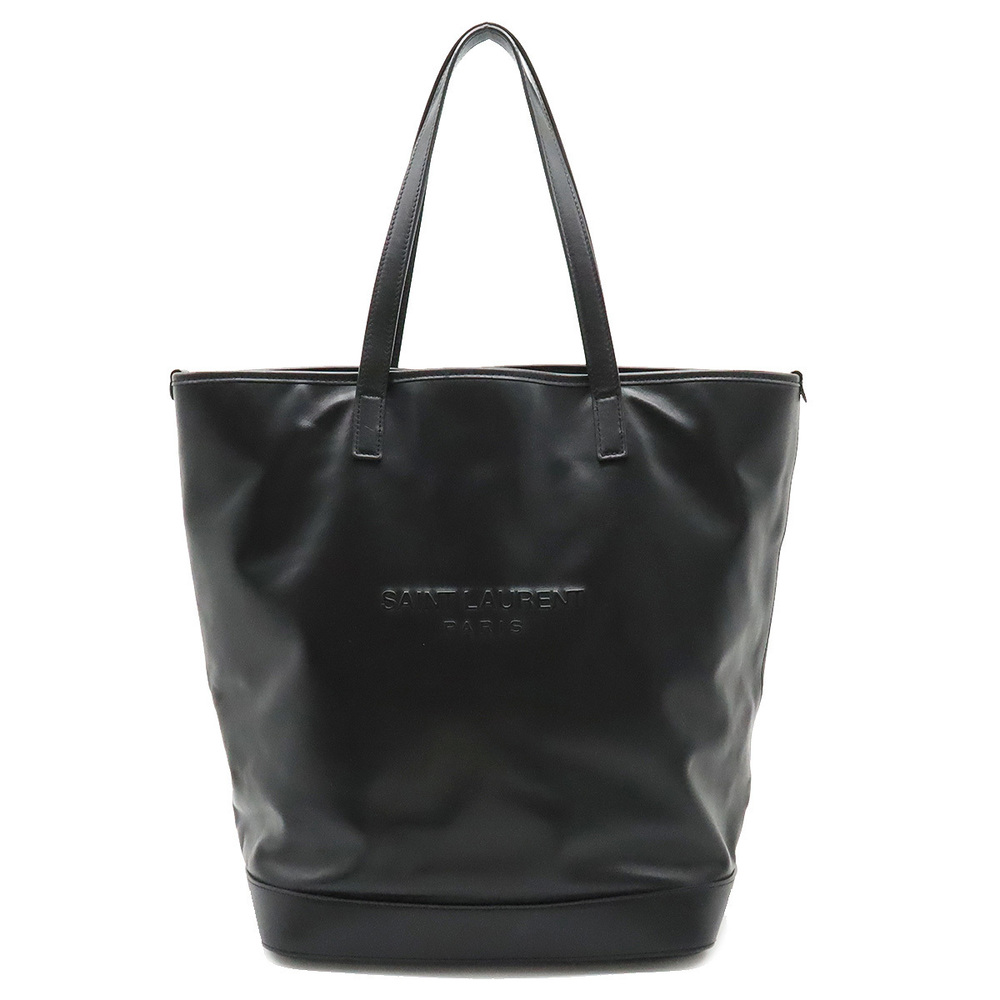 Yves Saint Laurent Shopping Teddy Tote Bag Leather Black